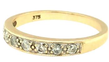 Half diamond set eternity ring 9ct yellow gold
