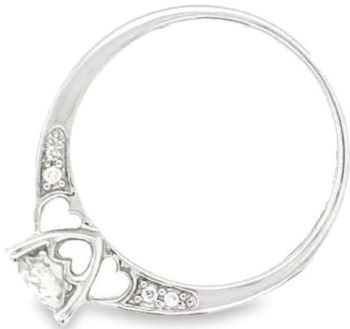 Diamond engagement ring with heart openwork diamond accents 18ch white gold