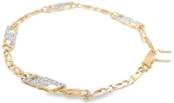 Openwork diamond set link bracelet 9ct yellow gold