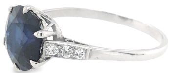 Sapphire ring diamond set shoulders 18ct white gold