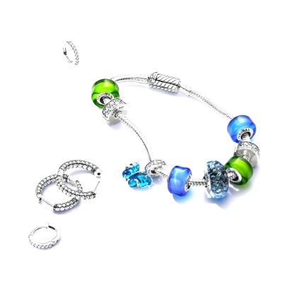792698C01 Pandora Blue Murano Glass Butterfly dangle charm layered look