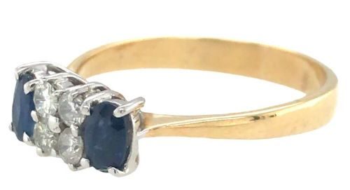 Sapphire Diamond Cluster 18 ct Yellow gold ring