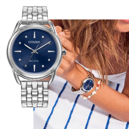 blue dial steel bracelet ladies