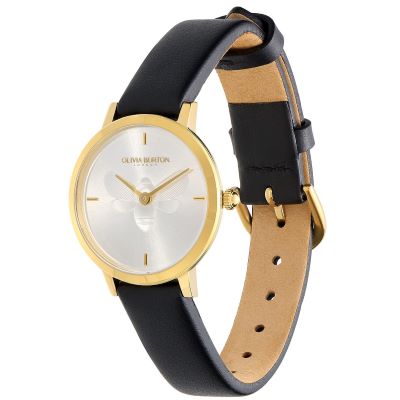 signature bee black leather strap watch lifestyle 2