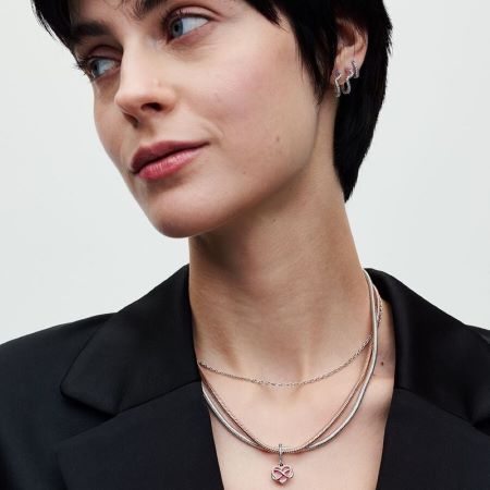 Pandora rose gold necklace and earrings top