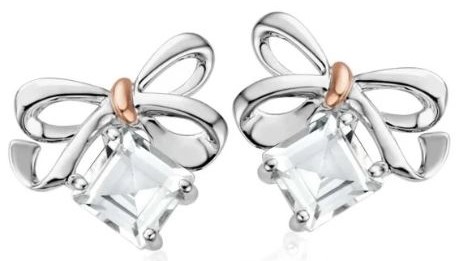 Silver Christmas bow stud earrings Clogau