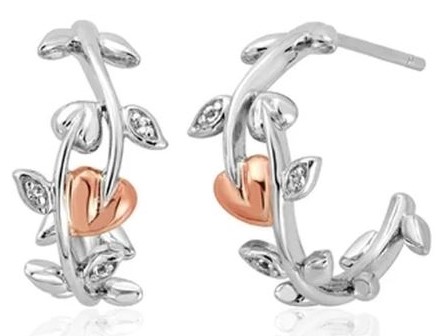 3STOL0235 Clogau Vine of life white topaz half hoop earrings