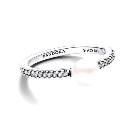 193158C01 Pandora Treatd Freshwater Cultured pearl pave ring sterling silver