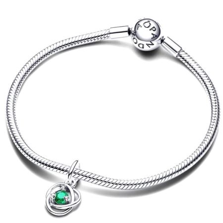793125C05 Pandora May Birthstone Eternity Circle Dangle charm layered Pandora Moments Snake Bracelet