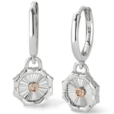 3SNDA0720 Clogau Nos Da silver drop hoop earrings