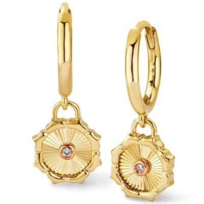 GBDA0375 Clogau Bora Da gold diamond drop earrings