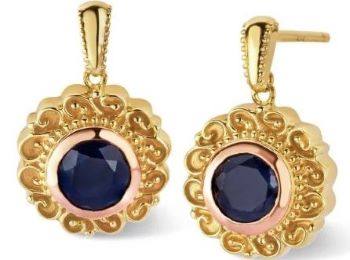 GBRQ0371 Clogau Filigree Gold Sapphire Drop earrings
