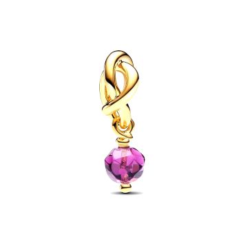 763462C02 Pandora February Eternity Circle Dangle charm gold plated Moments collection